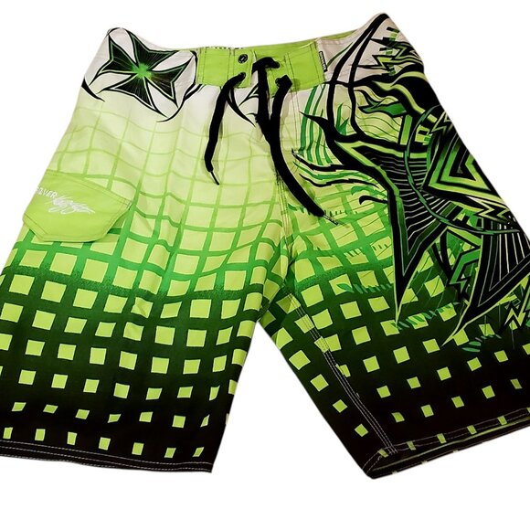 Quiksilver Teen Swimwear Waterman size 32 light green and black - Picture 1 of 4